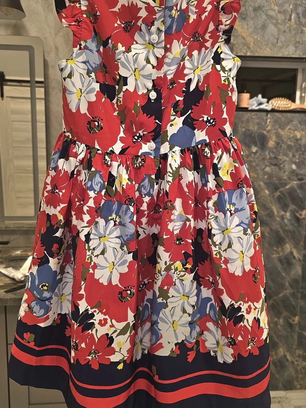 Janie and Jack Red Floral Ruffled Lined Dress Size 5